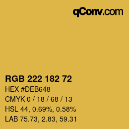 Color code: RGB 222 182 72 | qconv.com