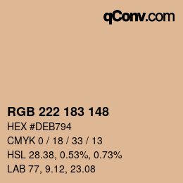 Color code: RGB 222 183 148 | qconv.com