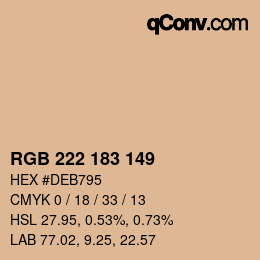 カラーコード: RGB 222 183 149 | qconv.com
