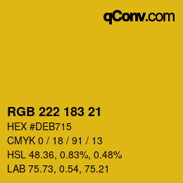 カラーコード: RGB 222 183 21 | qconv.com