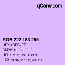 Color code: RGB 222 183 255 | qconv.com