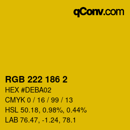 Color code: RGB 222 186 2 | qconv.com