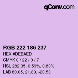 Color code: RGB 222 186 237 | qconv.com