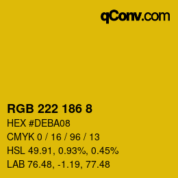 Color code: RGB 222 186 8 | qconv.com