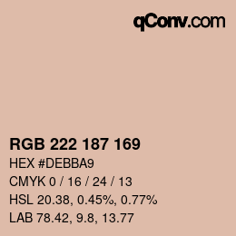 Color code: RGB 222 187 169 | qconv.com