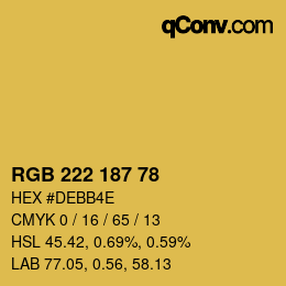 Color code: RGB 222 187 78 | qconv.com
