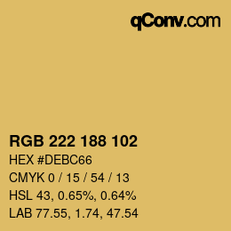 Color code: RGB 222 188 102 | qconv.com