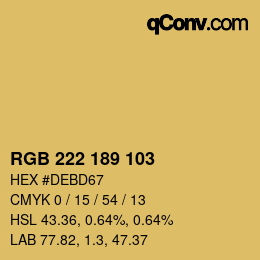 Color code: RGB 222 189 103 | qconv.com