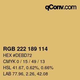 Color code: RGB 222 189 114 | qconv.com