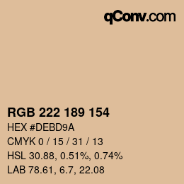 颜色代码: RGB 222 189 154 | qconv.com