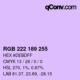 颜色代码: RGB 222 189 255 | qconv.com