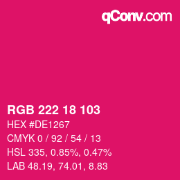 Color code: RGB 222 18 103 | qconv.com