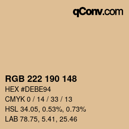 Color code: RGB 222 190 148 | qconv.com