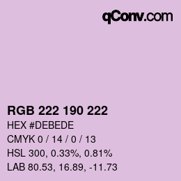 Color code: RGB 222 190 222 | qconv.com