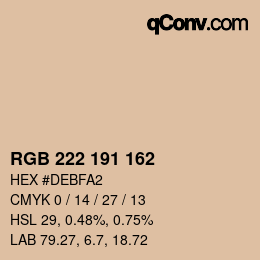 Color code: RGB 222 191 162 | qconv.com