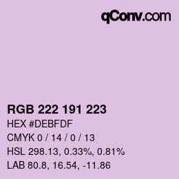 Color code: RGB 222 191 223 | qconv.com