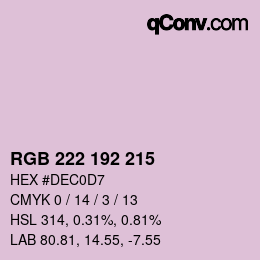 カラーコード: RGB 222 192 215 | qconv.com