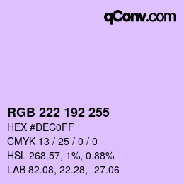 Color code: RGB 222 192 255 | qconv.com