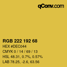 Color code: RGB 222 192 68 | qconv.com