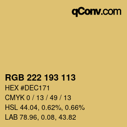Color code: RGB 222 193 113 | qconv.com