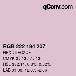 颜色代码: RGB 222 194 207 | qconv.com
