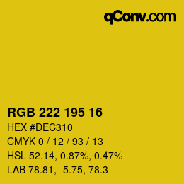カラーコード: RGB 222 195 16 | qconv.com