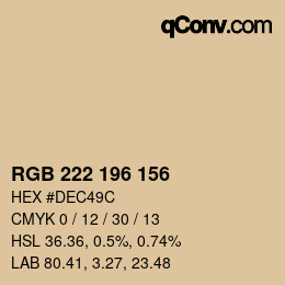 Código de color: RGB 222 196 156 | qconv.com