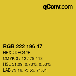 Color code: RGB 222 196 47 | qconv.com