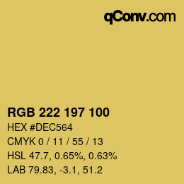 Código de color: RGB 222 197 100 | qconv.com