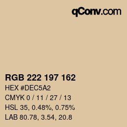 Color code: RGB 222 197 162 | qconv.com