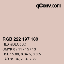 Color code: RGB 222 197 188 | qconv.com