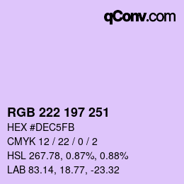 Color code: RGB 222 197 251 | qconv.com