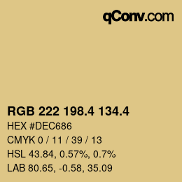 カラーコード: RGB 222 198.4 134.4 | qconv.com