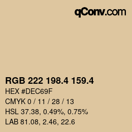 カラーコード: RGB 222 198.4 159.4 | qconv.com