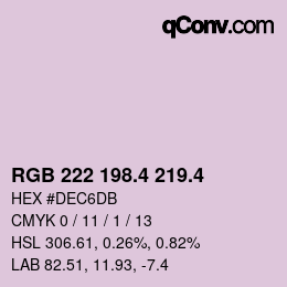 カラーコード: RGB 222 198.4 219.4 | qconv.com