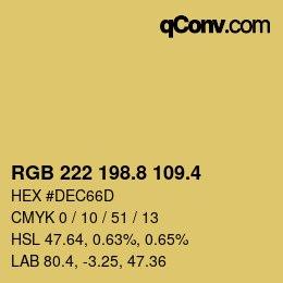 カラーコード: RGB 222 198.8 109.4 | qconv.com