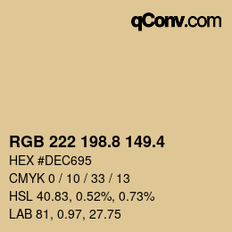 カラーコード: RGB 222 198.8 149.4 | qconv.com