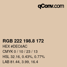 カラーコード: RGB 222 198.8 172 | qconv.com