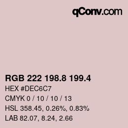 カラーコード: RGB 222 198.8 199.4 | qconv.com