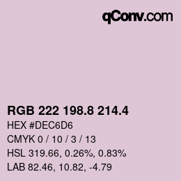 カラーコード: RGB 222 198.8 214.4 | qconv.com