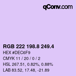 カラーコード: RGB 222 198.8 249.4 | qconv.com