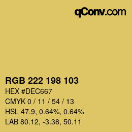 Color code: RGB 222 198 103 | qconv.com