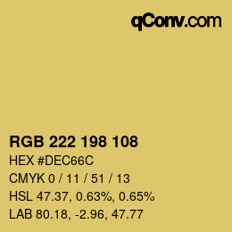 Color code: RGB 222 198 108 | qconv.com