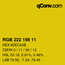 Color code: RGB 222 198 11 | qconv.com