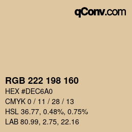 Color code: RGB 222 198 160 | qconv.com