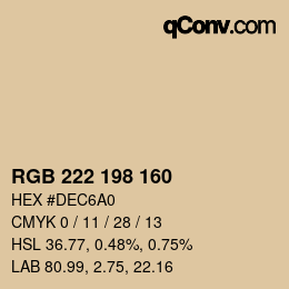 カラーコード: RGB 222 198 160 | qconv.com