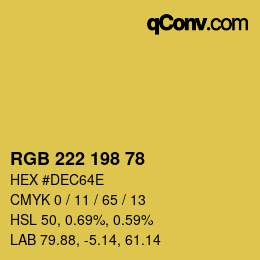 Color code: RGB 222 198 78 | qconv.com