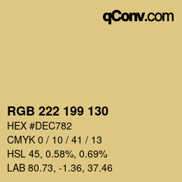 Color code: RGB 222 199 130 | qconv.com