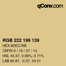 Color code: RGB 222 199 139 | qconv.com