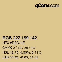 Color code: RGB 222 199 142 | qconv.com